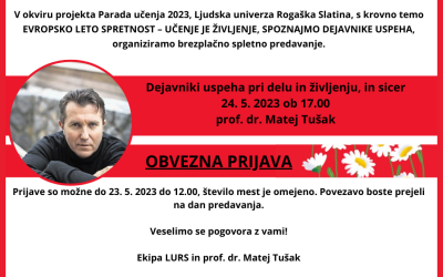 VABILO NA SPLETNO PREDAVANJE DR. MATEJA TUŠAKA