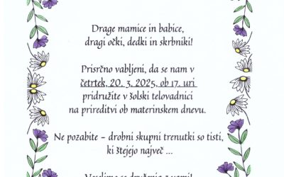 VABILO NA PRIREDITEV OB MATERINSKEM DNEVU – CENTRALNA ŠOLA